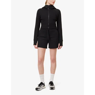 Shop Lululemon Scuba Elasticated-waist Cotton-blend Shorts In Black
