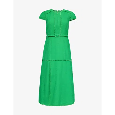 Shop Me And Em Women's Spring Green Cap-sleeve Cotton Midi Dress