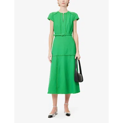 Shop Me And Em Women's Spring Green Cap-sleeve Cotton Midi Dress