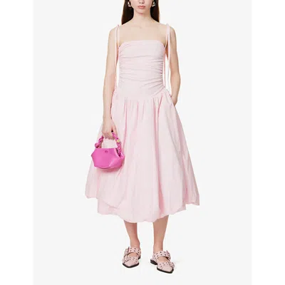 Shop Amy Lynn Women's Pink Pufball Ruched Stretch-cotton Midi Dress