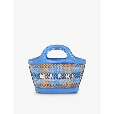 Shop Marni Women's Blue/brown/opal Tropicalia Micro Woven Cross-body Bag