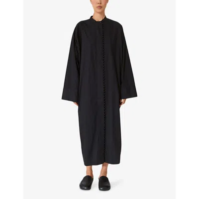 Shop Lovechild Women's Black Remi Removable-belt Cotton Maxi Shirt Dress