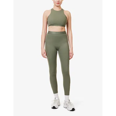 Shop Adanola Womens Khaki Green Ultimate Stretch Recycled-polyester Leggings
