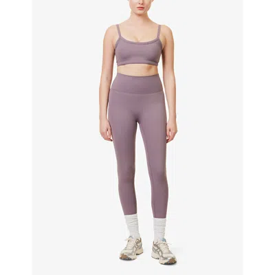 Shop Adanola Women's Mauve Purple Ultimate Brand-print High-rise Stretch-jersey Leggings