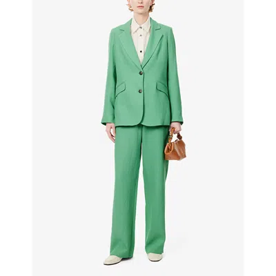 Shop Aspiga Womens Green Notch-lapel Regular-fit Linen-blend Blazer
