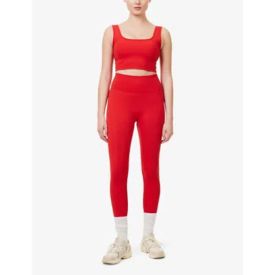 Shop Adanola Women's Classic Red Ultimate Brand-print High-rise Stretch-jersey Leggings