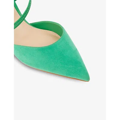 Shop Dune Women's Green-suede Citrus Asymmetric Heeled Suede Court Shoes