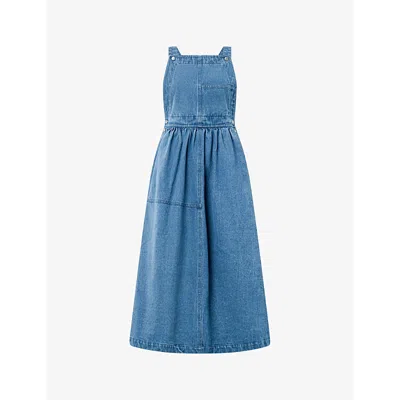 Shop Nue Notes Women's Denim Blue Calais Relaxed-fit Denim Midi Dress