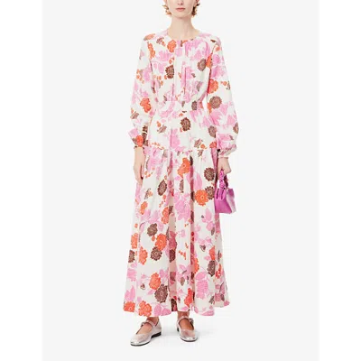 Shop Me And Em Women's Cream/pink/multi Graphic-print Cotton Maxi Dress