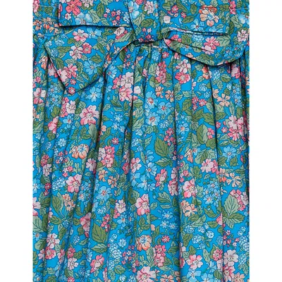 Shop Trotters Hedgerow Floral-print Cotton Skirt 2-11 Years In Blue Hedgerow