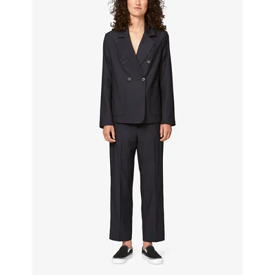 Shop Nue Notes Women's Black Caramel Stripe Belma Pinstripe Stretch-woven Blazer