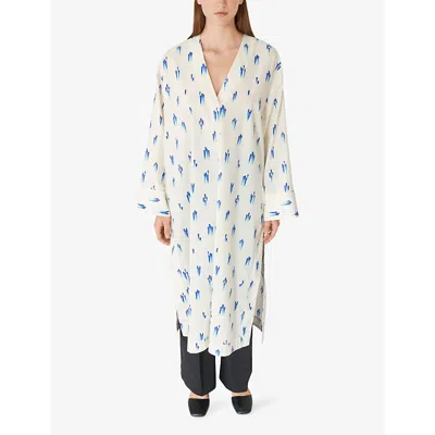 Shop Lovechild Women's Blue Drops Noelle Drop-print Cotton Maxi Dress