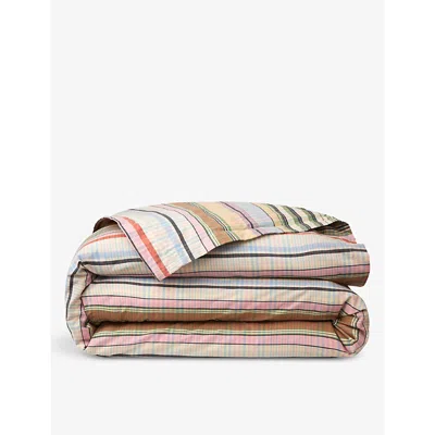 Shop Ralph Lauren Home Multicoloured Garet Stripe Cotton Double Duvet Cover