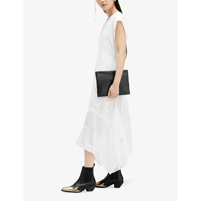 Shop Allsaints Gianna Embroidered Cotton Maxi Dress In Off White