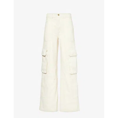 Shop Me And Em Women's Ecru Patch-pocket Wide-leg Mid-rise Cotton Trousers