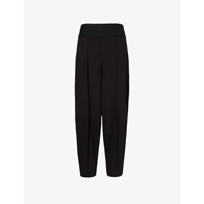 Shop Me And Em Women's Black Rib-waist Recycled Polyester-blend Woven Trousers