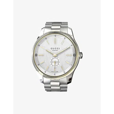 Shop Gucci Silver Ya126390 G-timeless Slim Stainless-steel Automatic Watch