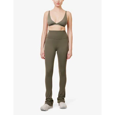 Shop Lululemon Women's Army Green Seriously Soft Plunge-neck Stretch-woven Triangle Bra