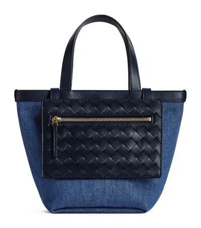 Shop Bottega Veneta Denim-leather Tote Bag In Blue