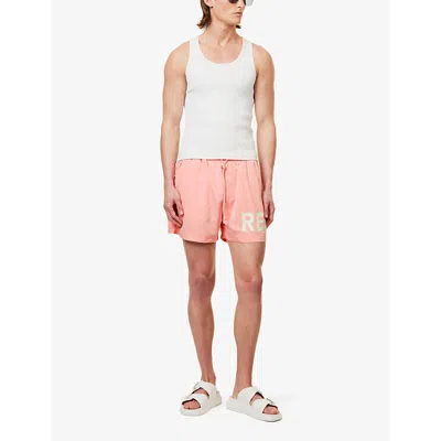 Shop Represent Men's Flamingo Pink Brand-print Regular-fit Swim Shorts