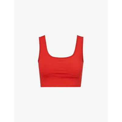 Shop Adanola Women's Classic Red Ultimate Square-neck Stretch-woven Sport Bra