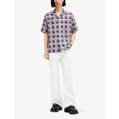 Shop Allsaints Men's Sugared Lilac Big Sur Checked Organic Cotton-blend Shirt