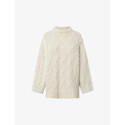 Shop Nue Notes Women's Egret Charlie Cabel-knit Cotton-blend Jumper