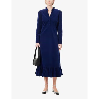 Shop Aspiga Womens Atlantic Blue Percy V-neck Stretch-cotton Midi Dress
