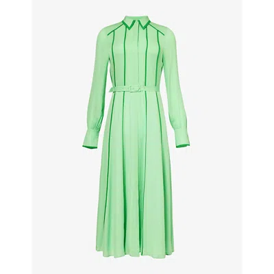 Shop Me And Em Women's Hot Mint/spring Gree Contrast-trim Silk Maxi Dress