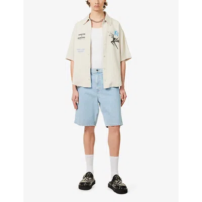 Shop Represent Men's Off White Icarus Branded Relaxed-fit Woven Shirt
