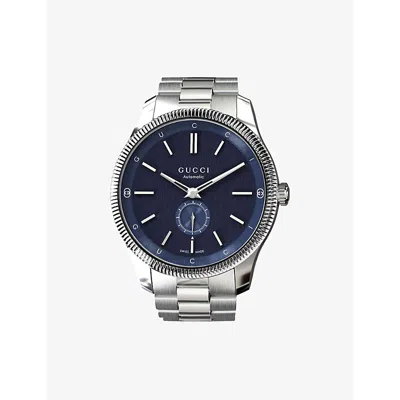 Shop Gucci Blue Ya126389 G-timeless Slim Stainless-steel Automatic Watch