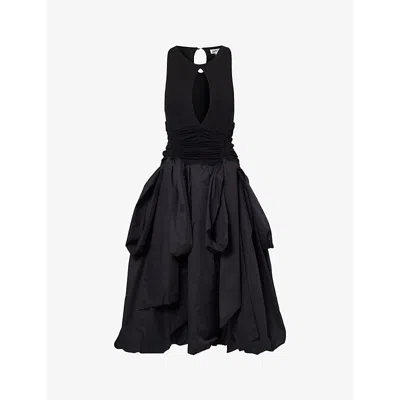 Shop Amy Lynn Women's Black Bodhi Round-neck Stretch-cotton Midi Dress
