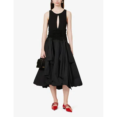 Shop Amy Lynn Bodhi Round-neck Stretch-cotton Midi Dress In Black