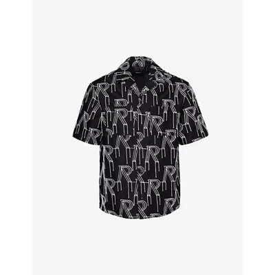 Shop Represent Men's Black Brand-embroidered Boxy-fit Cotton Shirt