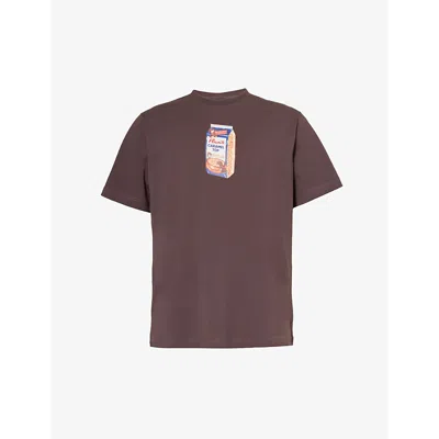 Shop Flan Men's Brown Cereal Graphic-print Organic Cotton-jersey T-shirt