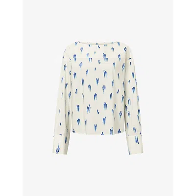 Shop Lovechild Vyra Drop-printed Cotton Blouse In Blue Drops