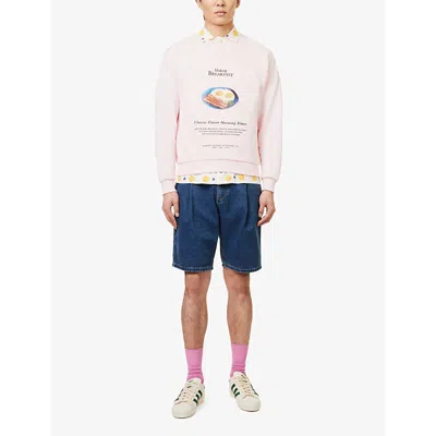 Shop Flan Men's Pink Eggs And Bacon Graphic-print Organic-cotton Sweatshirt