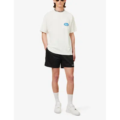 Shop Represent Men's Black Brand-embroidered Regular-fit Stretch Cotton-blend Shorts