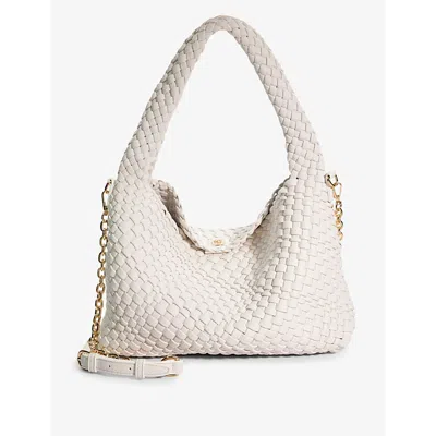 Dune Womens White-plain Synthetic Deliberate Large Woven Shoulder Bag In White-plain Synthetic