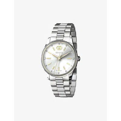 Shop Gucci Silver Ya1265063 G-timeless Slim Stainless-steel Automatic Watch