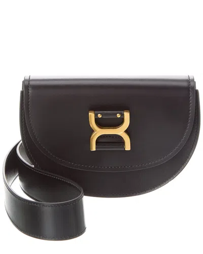 Shop Chloé Marcie Mini Leather Flap Bag In Black