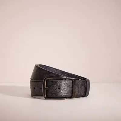 Shop Coach Restored Harness And Signature Buckle Cut To Size Reversible Belt, 38mm In Charcoal/midnight Navy