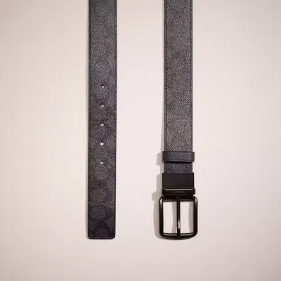 Shop Coach Restored Harness And Signature Buckle Cut To Size Reversible Belt, 38mm In Charcoal/midnight Navy