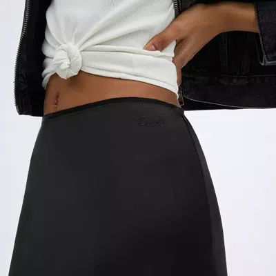 Shop Coach Long Satin Midi Skirt In Black
