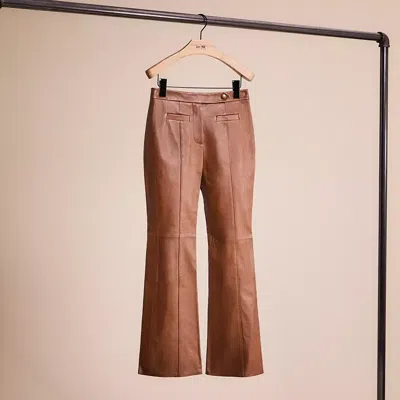 Shop Coach Restored Leather Flare Trousers In Brindle