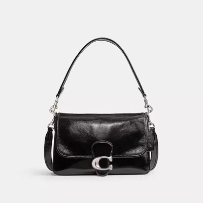 Shop Coach Soft Tabby Shoulder Bag In Silver/black