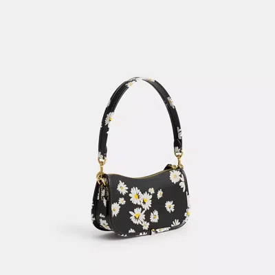 Shop Coach Swinger-bag 20 Mit Blumenprint In Brass/black Multi