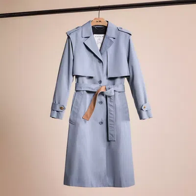 Shop Coach Restored Minimal Trench Coat In Pale Blue