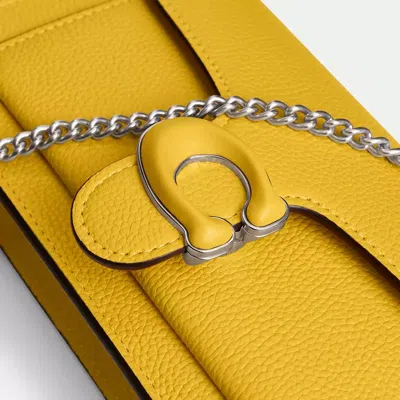 Shop Coach Tabby Chain Clutch In Silver/canary