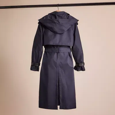 Shop Coach Restored Hooded Trench Coat In Raven Blue